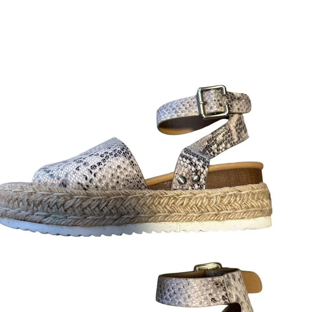 SODA Snakeskin‎ Platform Espadrille Sandals - Size 7